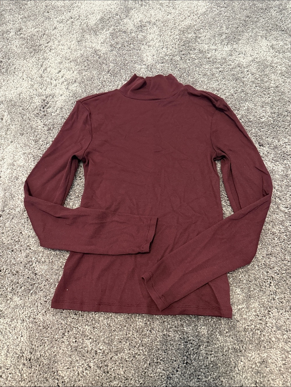 a.n.a Women's Long Sleeve Mock Neck Top - Burgundy